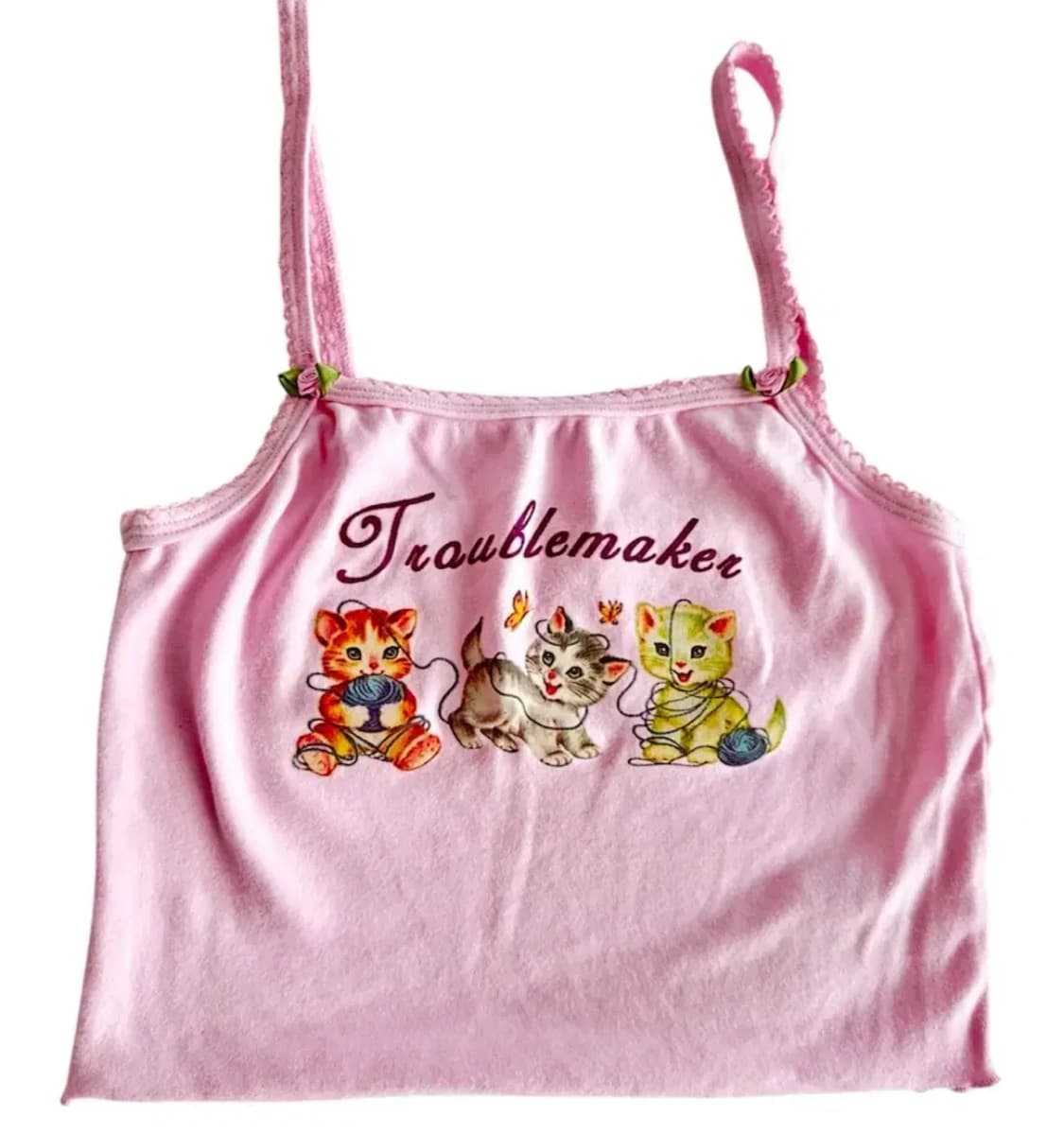 돌스킬 Dollskill 슈가스릴즈 고양이 슬리브리스 핑크 탑 상품이미지2