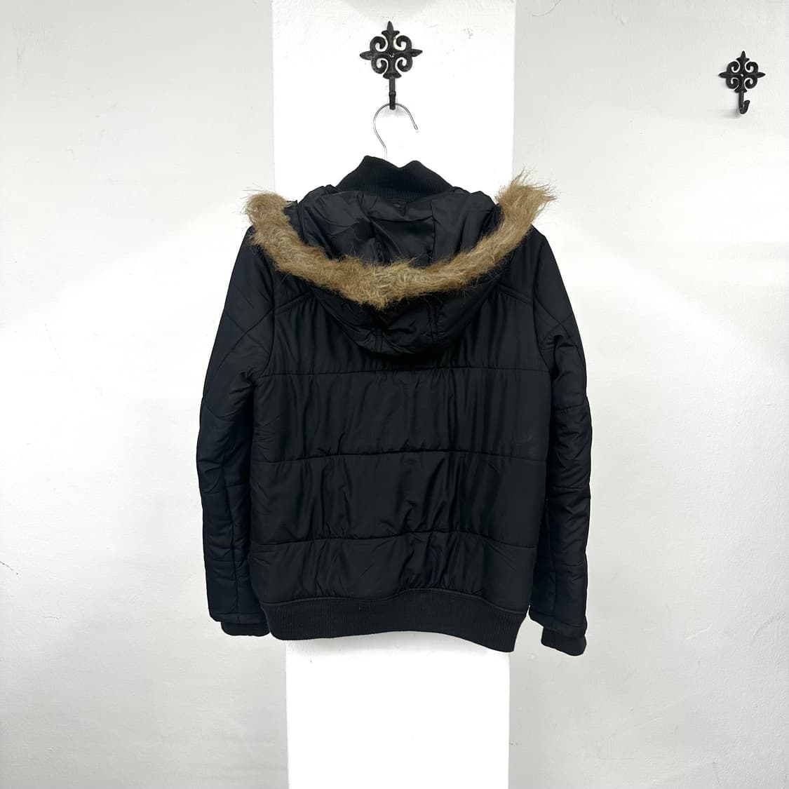 Black fur down jacket 상품이미지2