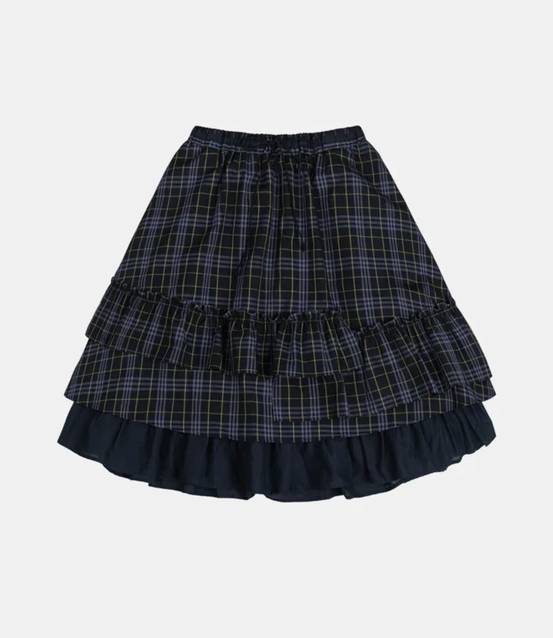 오헤시오 CHECK FRILL MIDI SKIRT, NAVY 상품이미지1
