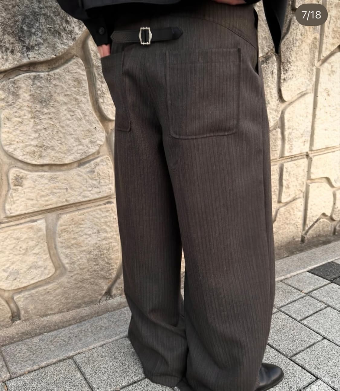 새상품)웨이비니스 25 fw 신치백 슬랙스 브라운 스트라이프 2사이즈 상품이미지2