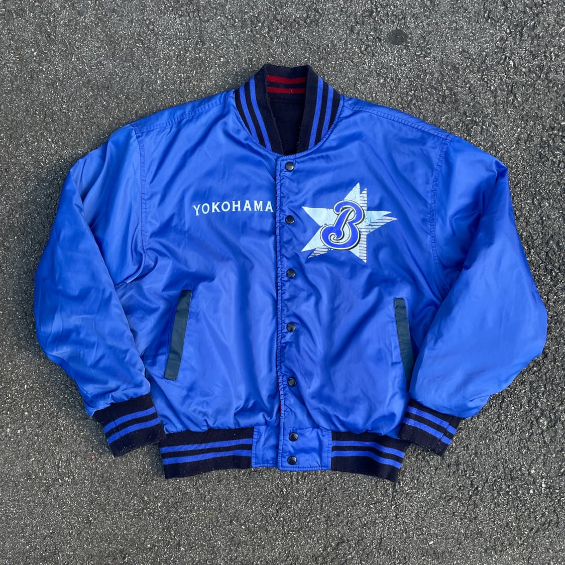 90s YOKOHAMA 리버시블 양면 패딩 바시티 자켓 XL 상품이미지7