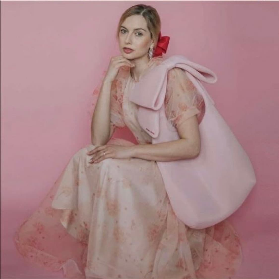 시몬로샤 h&m 핑크 리본백 토트백 보우백 상품이미지5