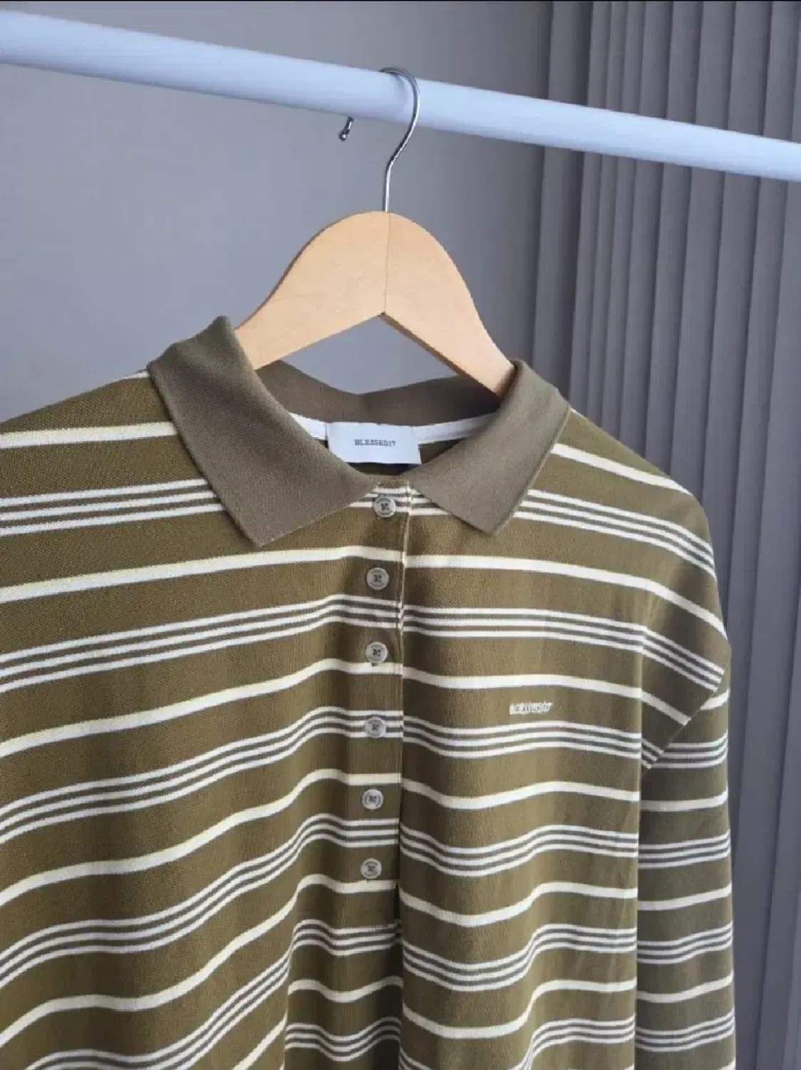 블레스드17 blessed17 스트라이프 긴팔 폴로 셔츠 상품이미지3