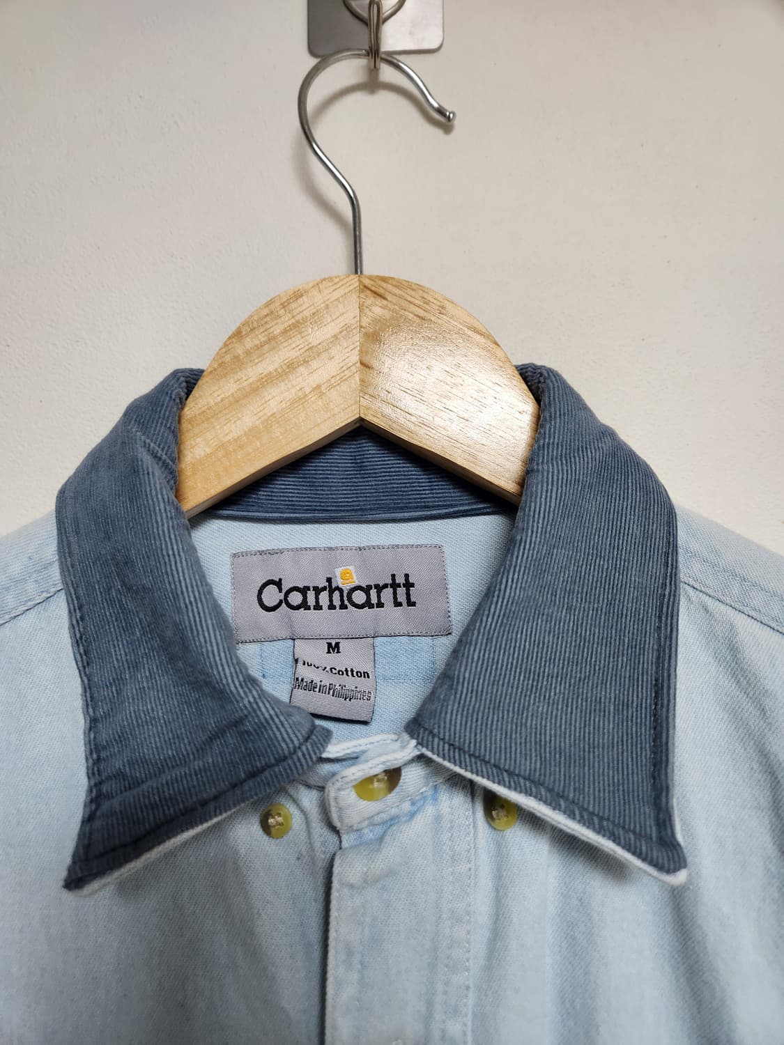 칼하트Carhartt 카라 배색 데님 셔츠 M - S205 상품이미지5