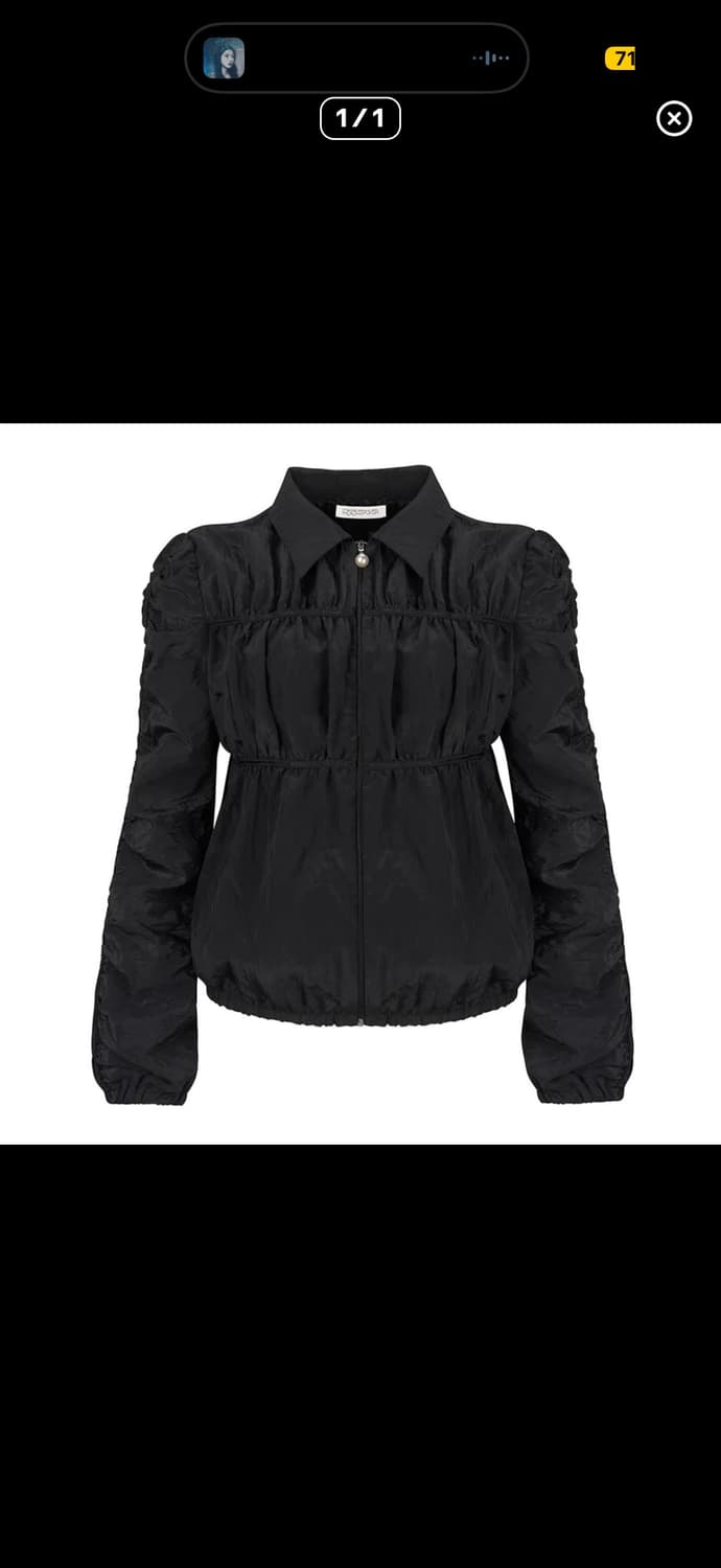 루즈슬립오버 스파클 셔링 펄 자켓 블랙 상품이미지1