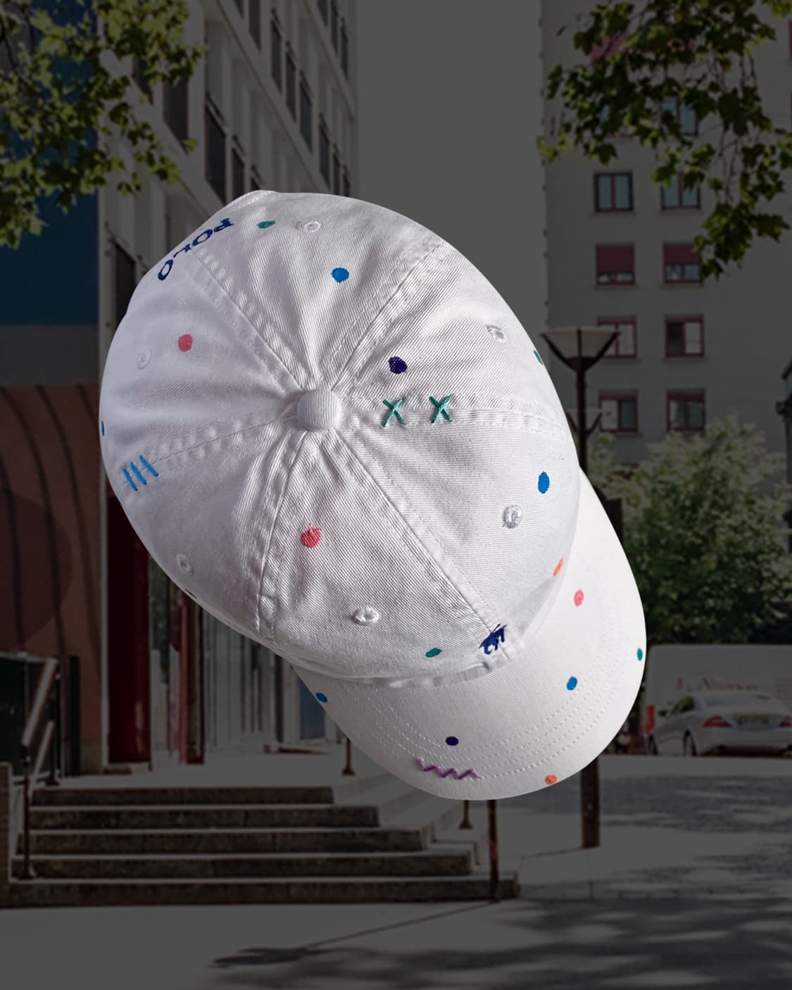 폴로 화이트 페인팅 자수 빈티지 볼캡 모자 상품이미지4