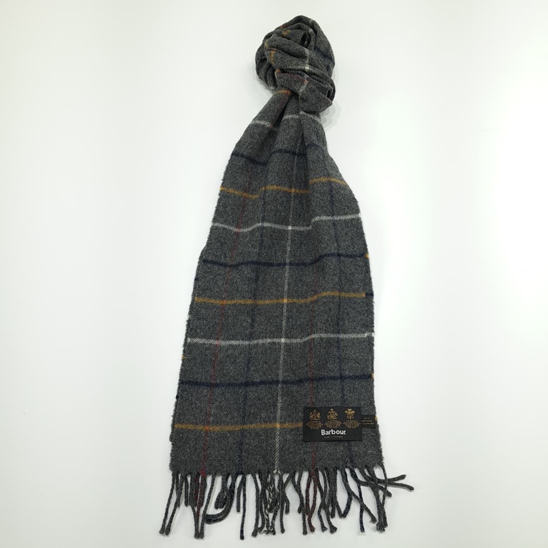 MX242 바버 그레이 윈도우페인 체크 램스울 목도리 머플러 상품이미지1