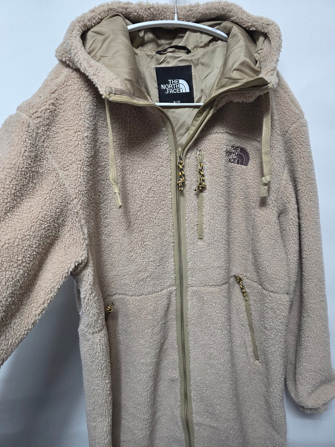 노스페이스 후리스  롱 후드 집업 코트 베이지 상품이미지4