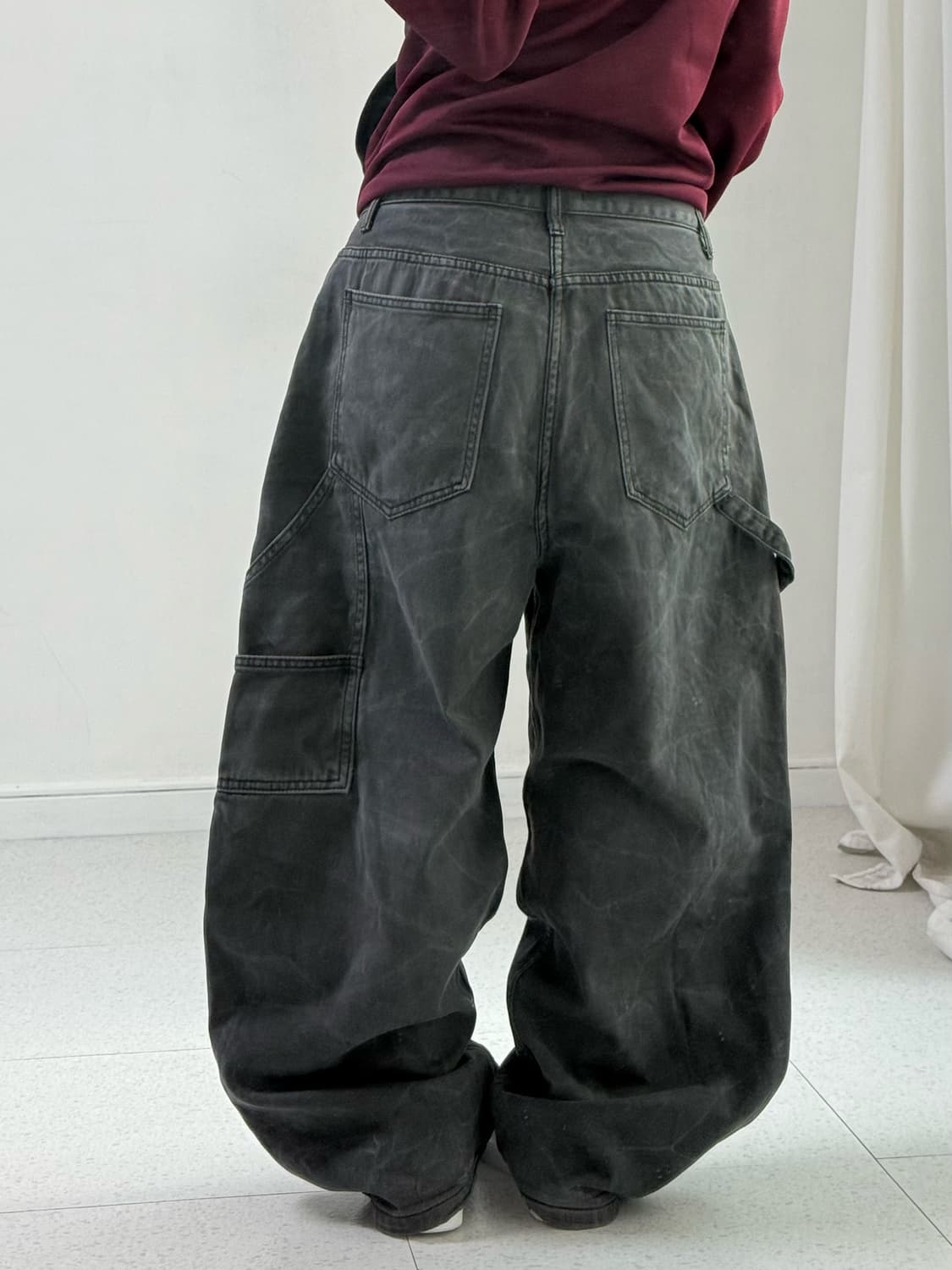 빈티지 흑청 더블니 팬츠 상품이미지4