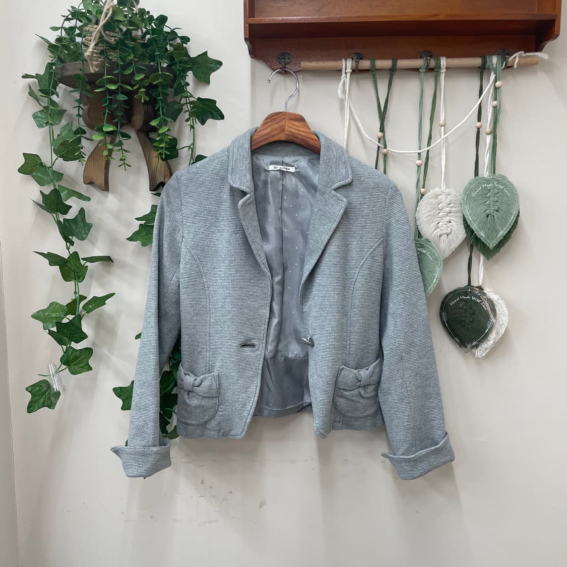 도쿄 소녀 무드 미니 상의 코디 세트 리본 블레이저 딱붙 후집 베스트 상품이미지2