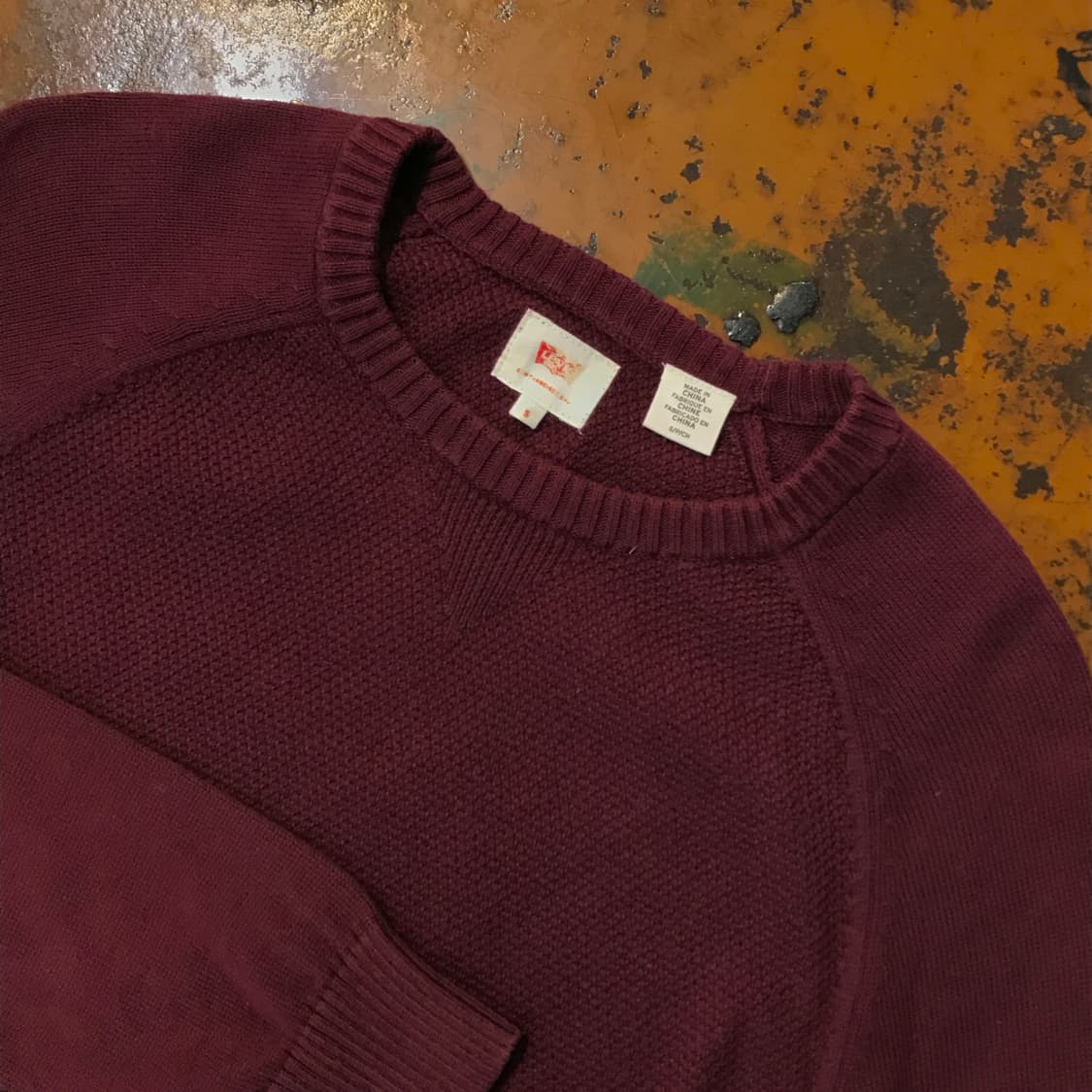 리바이스 버건디 코튼 나그랑 와플 니트 남성 102 여성 프리사이즈  상품이미지3