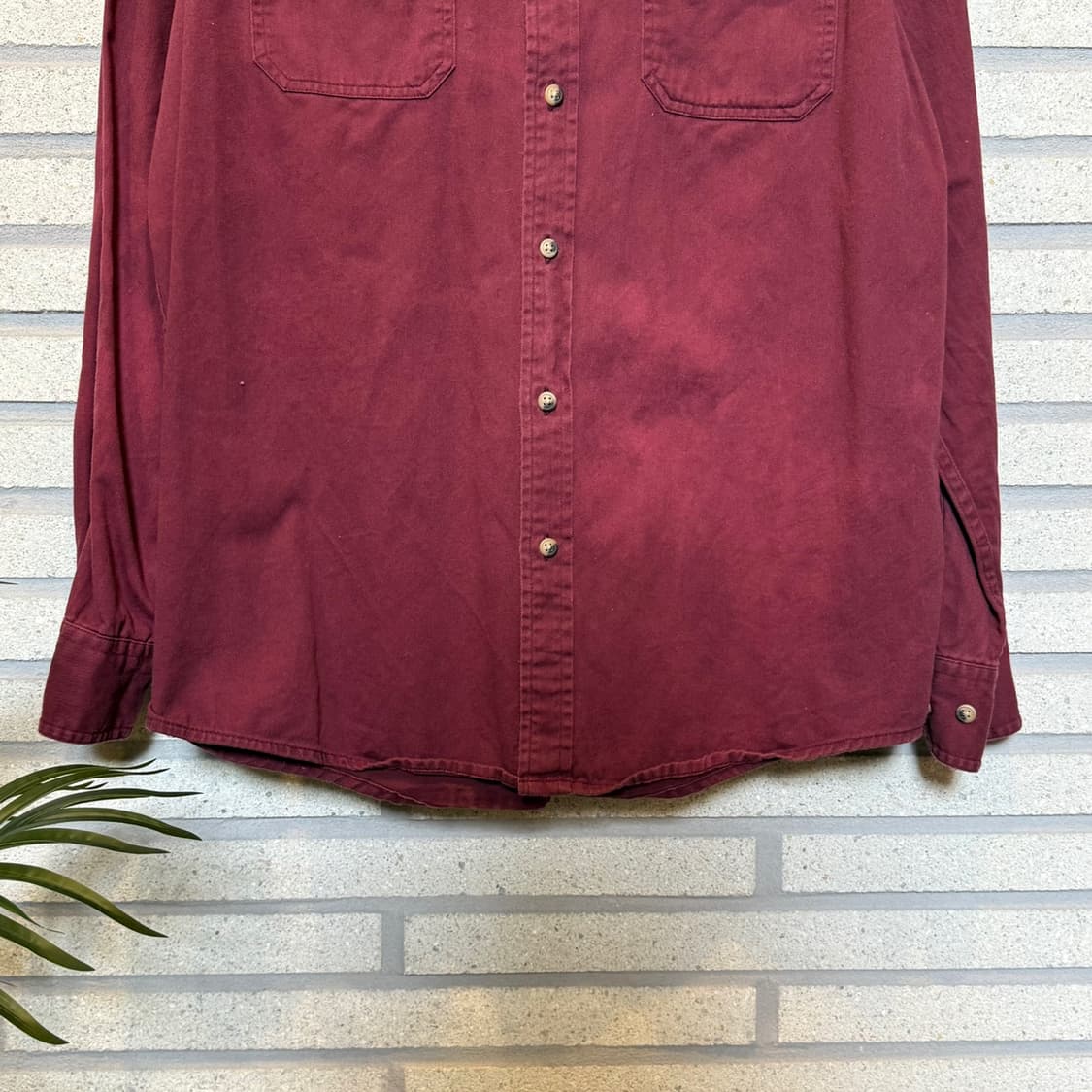 WRANGLER 랭글러 코튼 워크셔츠 투포켓 디테일 버건디 상품이미지4