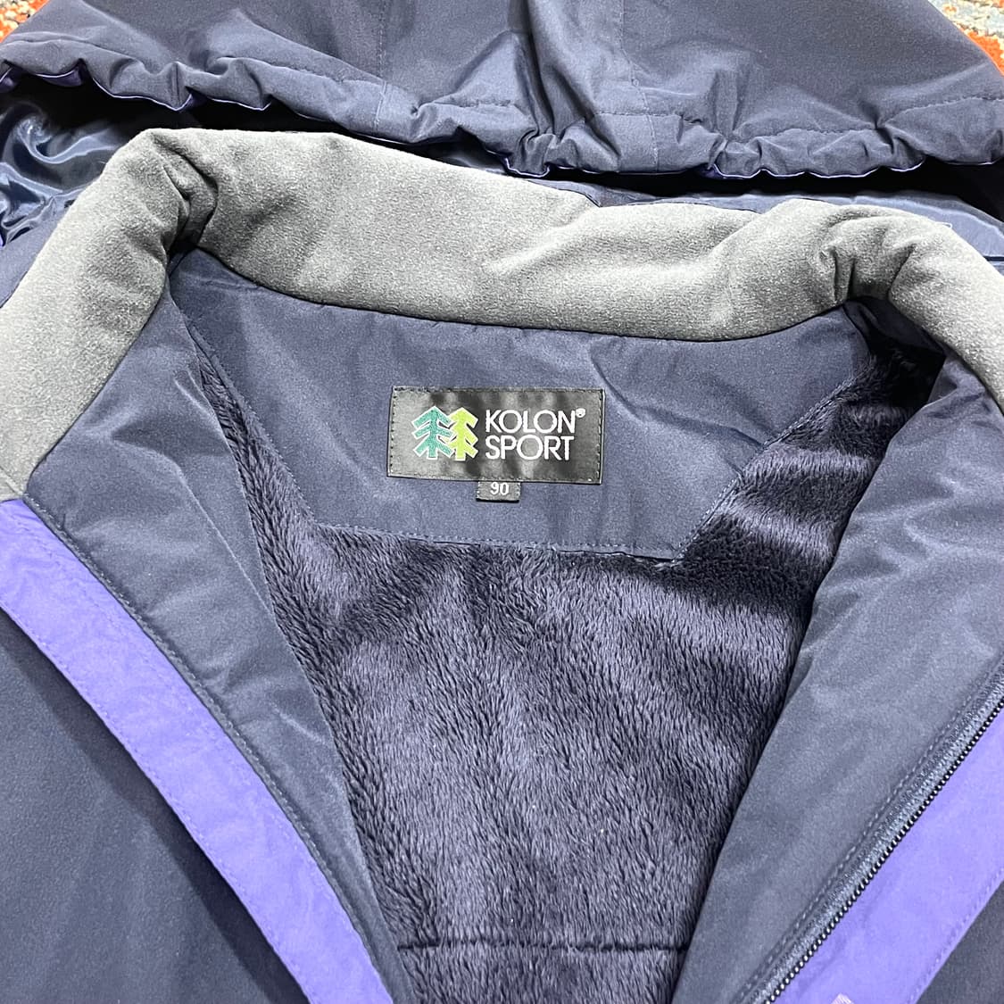 코오롱스포츠 네이비 밍크 기모안감 바람막이 점퍼 여성90 상품이미지3