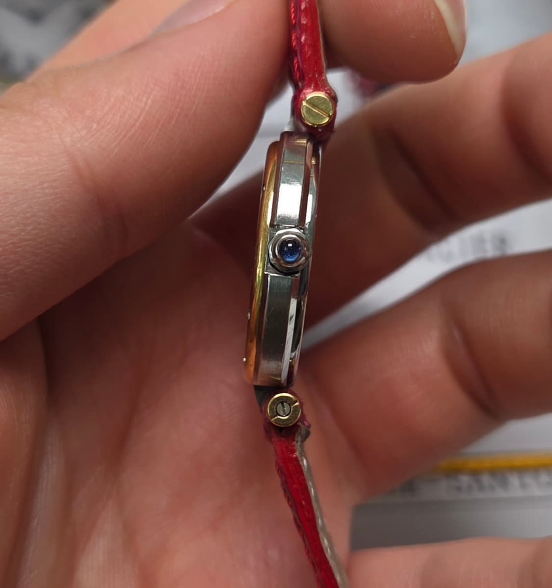 까르띠에 산토스 원형 오리지널 실버로만 블루핸즈 18K콤비 여성용 (감정 상품이미지5