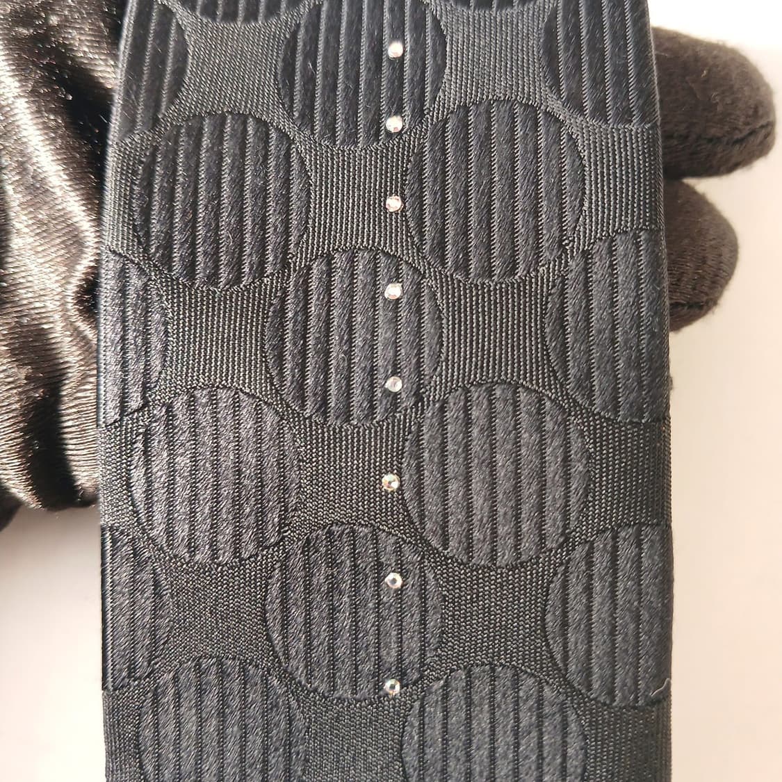 밀라숀 실크 블랙 큐빅 장식 넥타이 6.7cm A+등급 A19864 상품이미지8