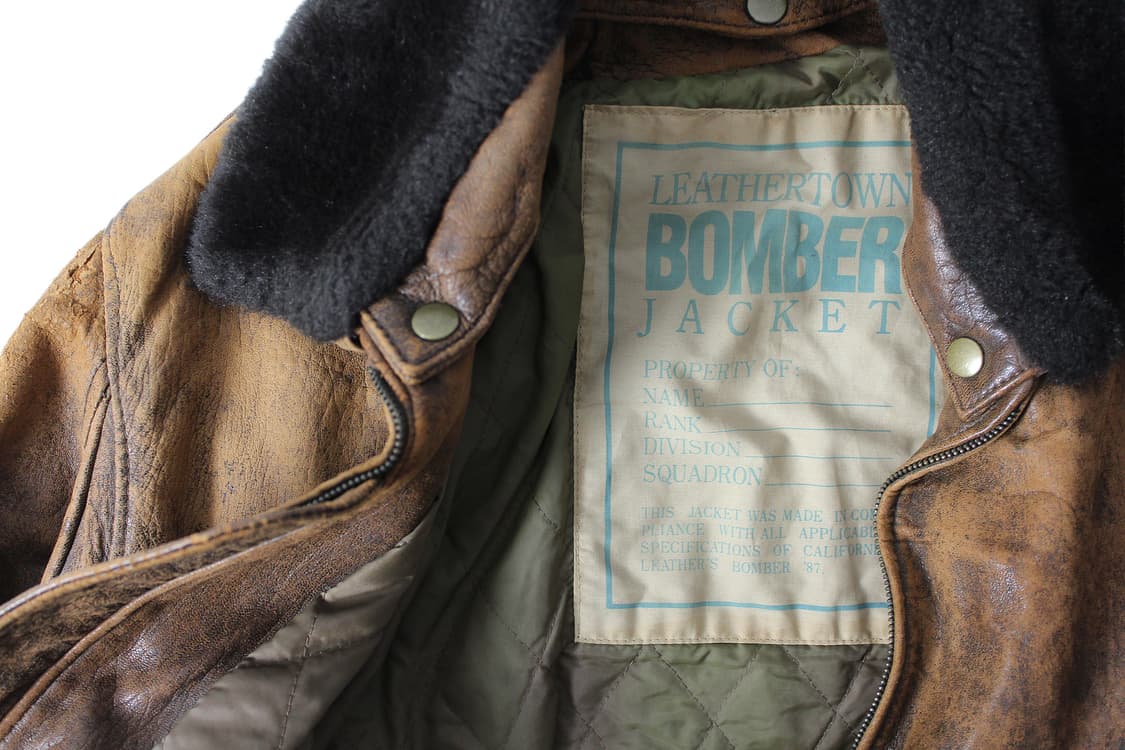 1990s USA 램스킨 레더 봄버 자켓 상품이미지3