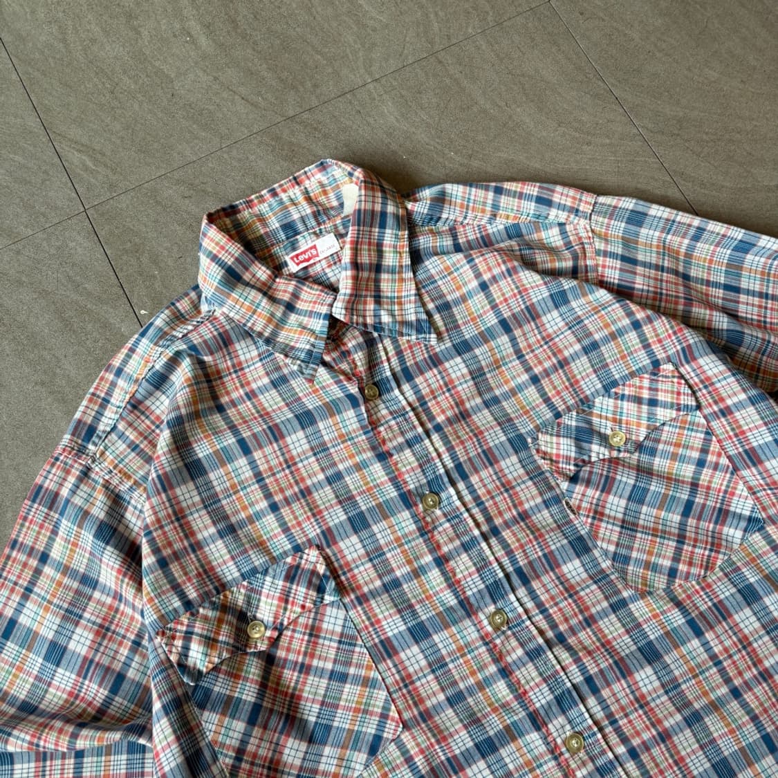 80년대 미국 생산 리바이스 체크 셔츠 상품이미지2