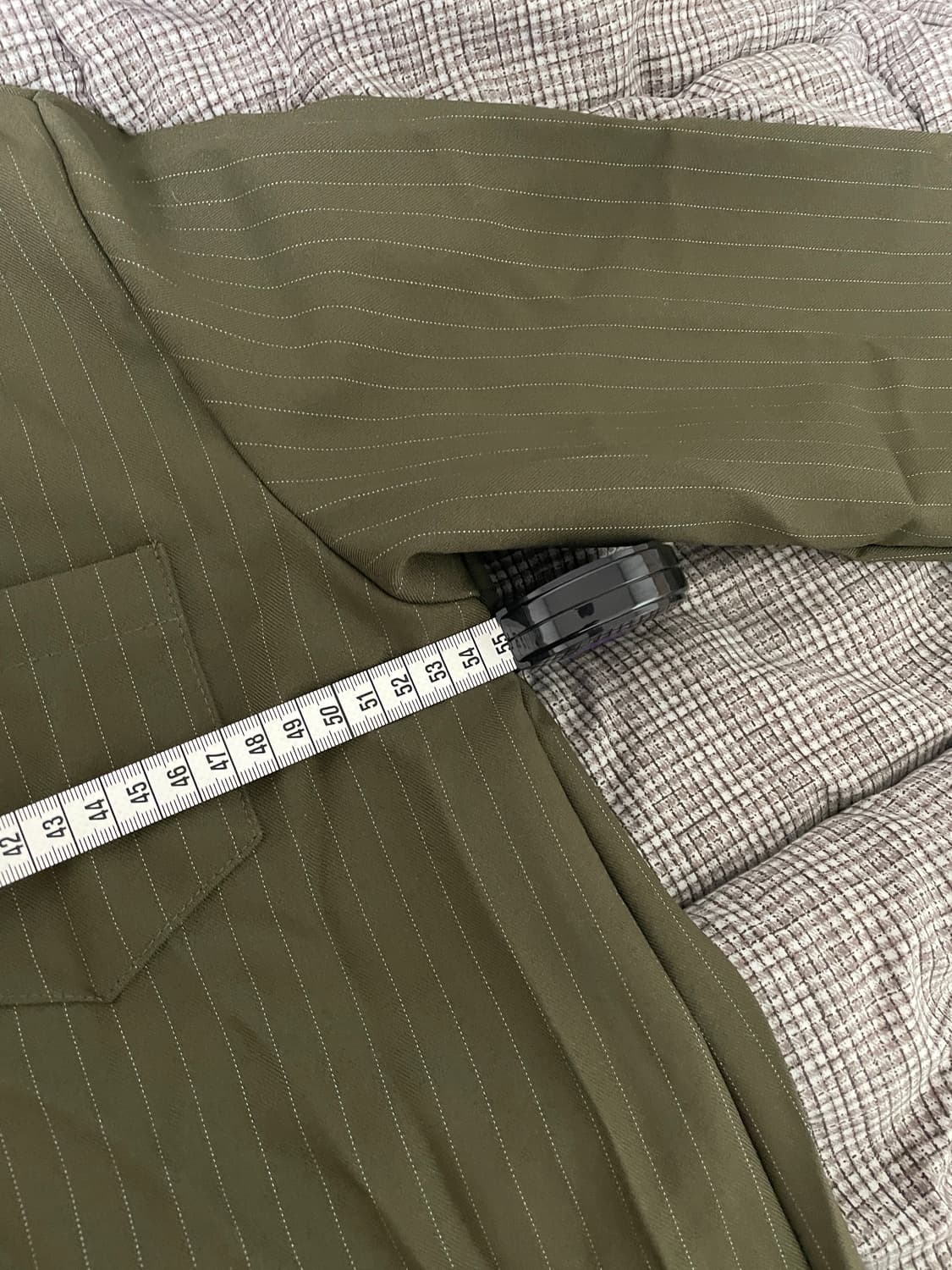 카키 스트라이프 셔츠 블라우스 상품이미지3