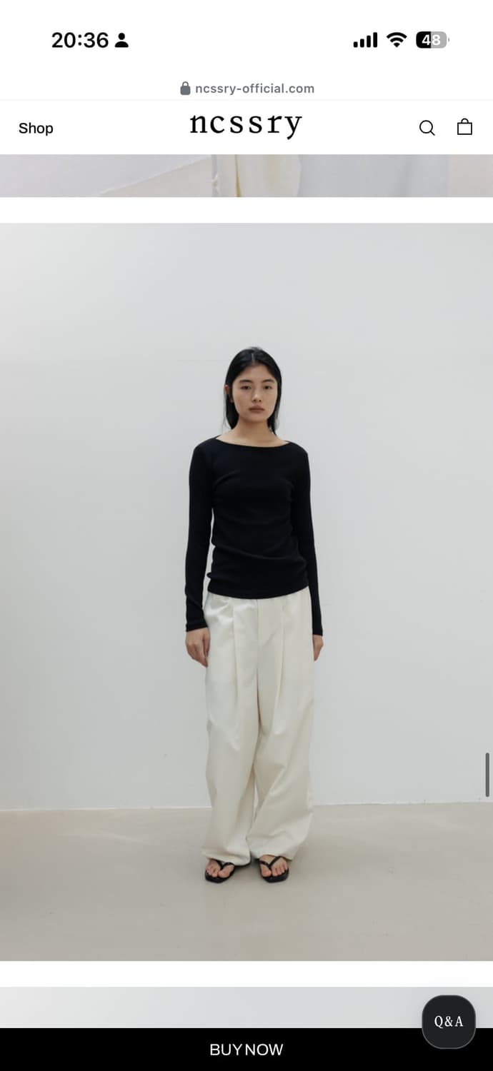 네세서리 Wide Pleated Banding Pants (Cream) 상품이미지2