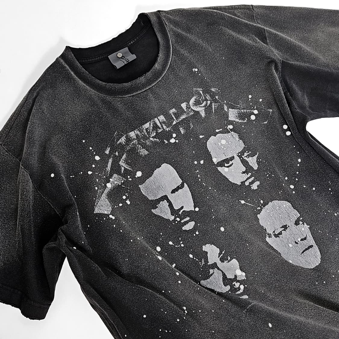 Metallica 투어 하드워싱 페인팅 크롭 티셔츠(dark gray)  상품이미지3