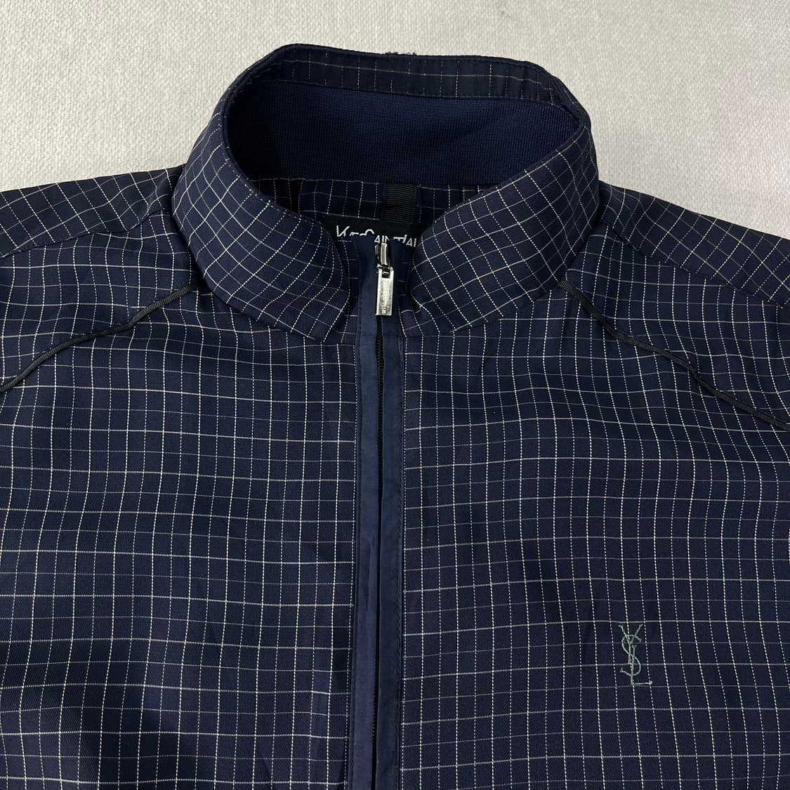 100 입생로랑 90s 빈티지체크 블루종 자켓  상품이미지2