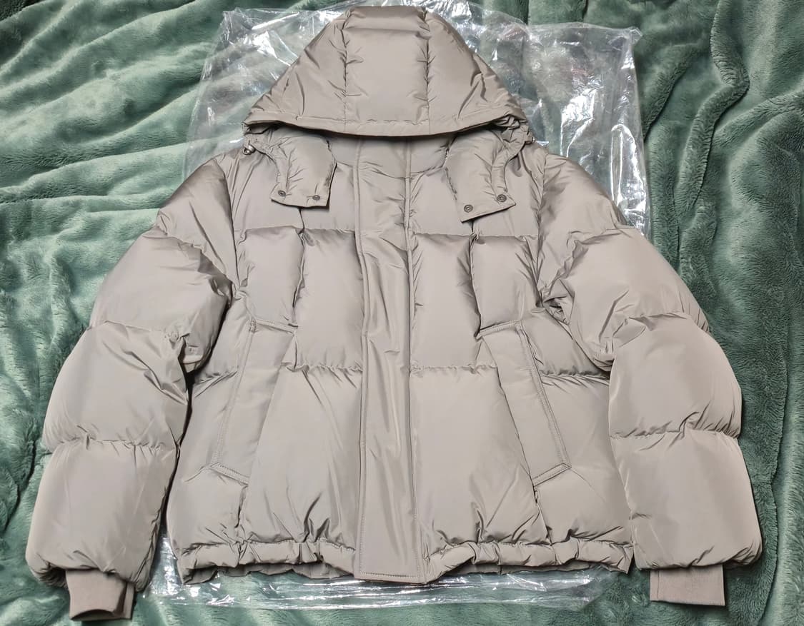 25fw 벨리에 크로스 라인 후디드 구스 다운 패딩 올리브 상품이미지2