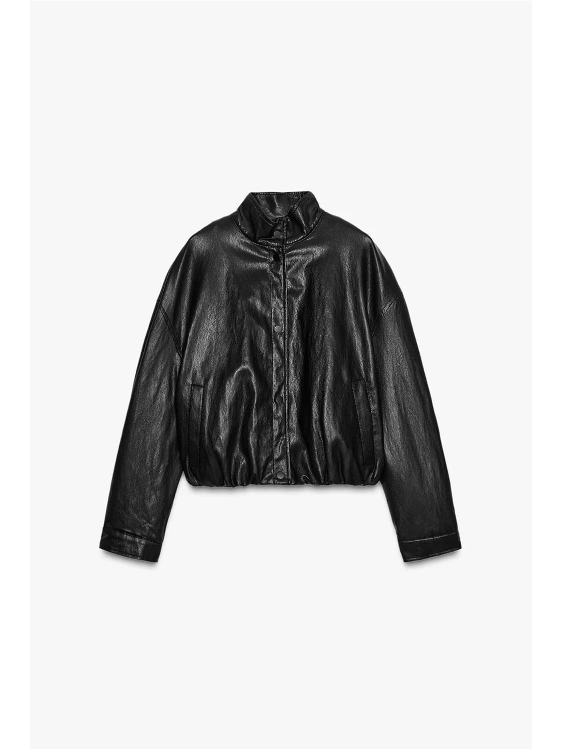 자라 하이넥 페이크 레더 봄버 자켓 상품이미지1