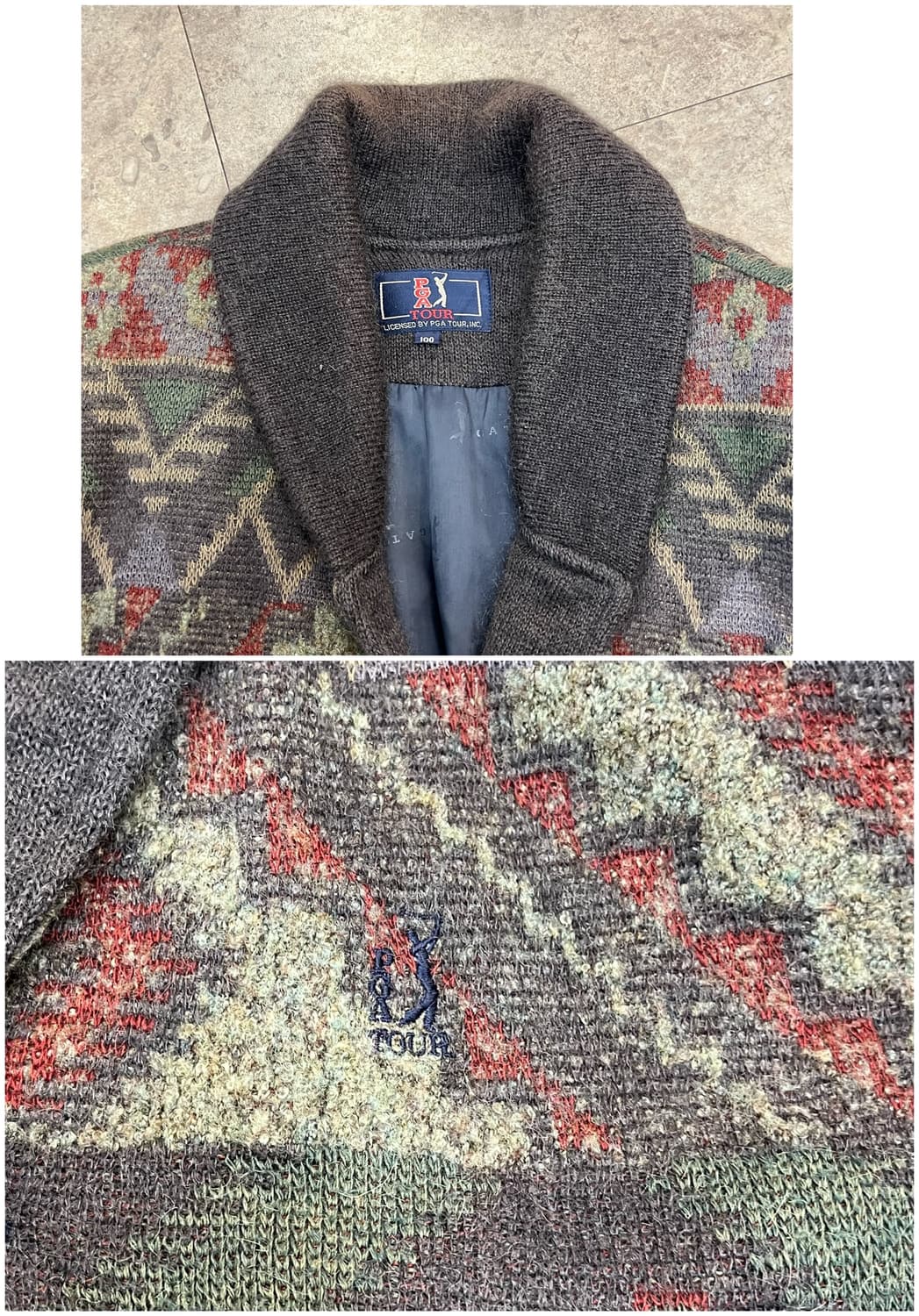 PGA 투어 패턴 가디건 브라운 100 #csz2749 상품이미지4