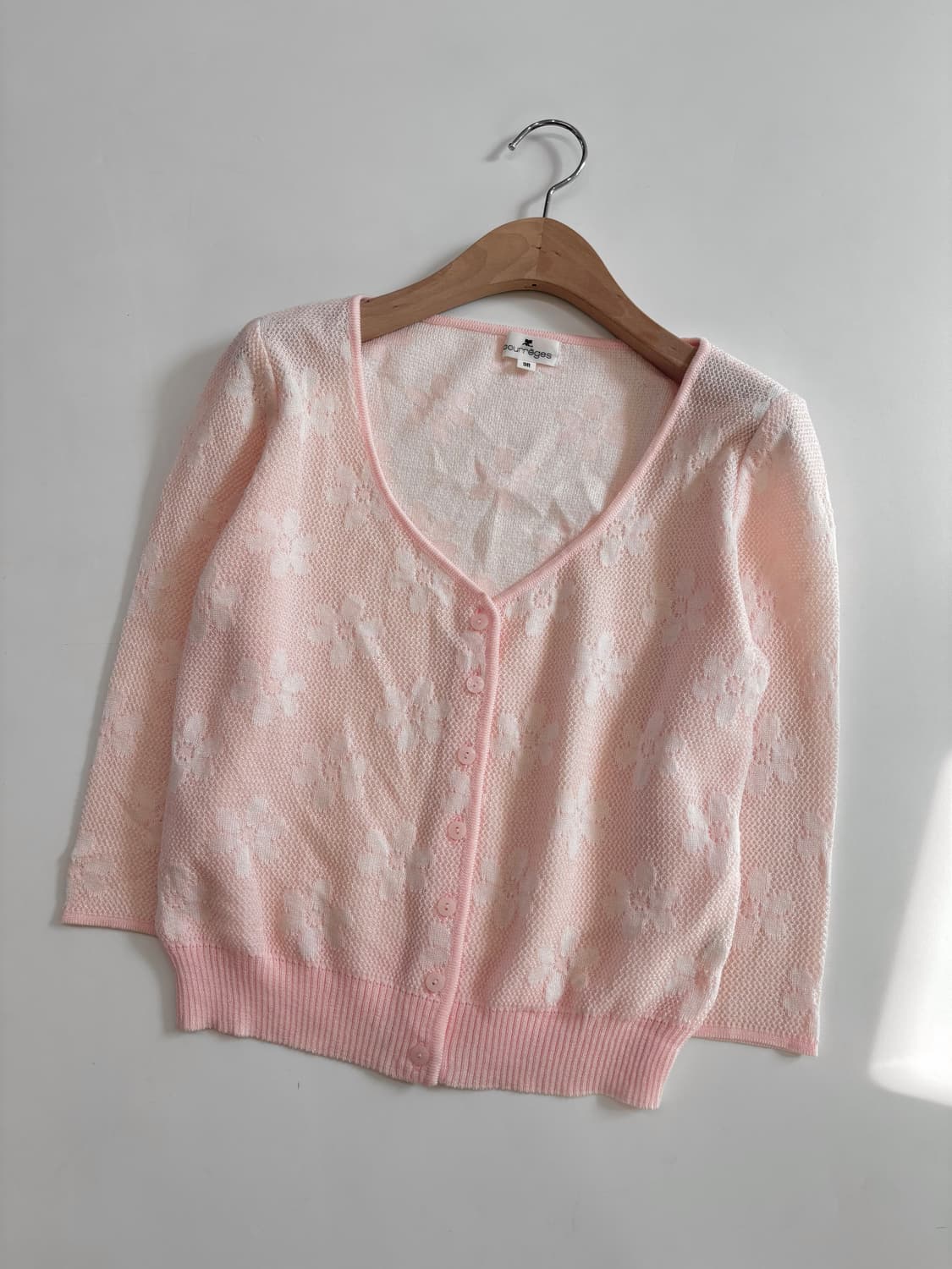 Courreges 꾸레쥬 핑크 플라워 크롭 가디건 상품이미지5