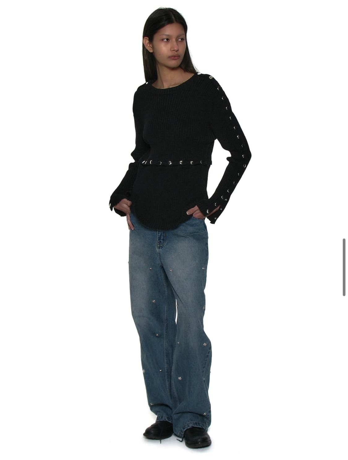 2WAY TRANSFORM RIBBED KNIT CREWNECK  상품이미지3