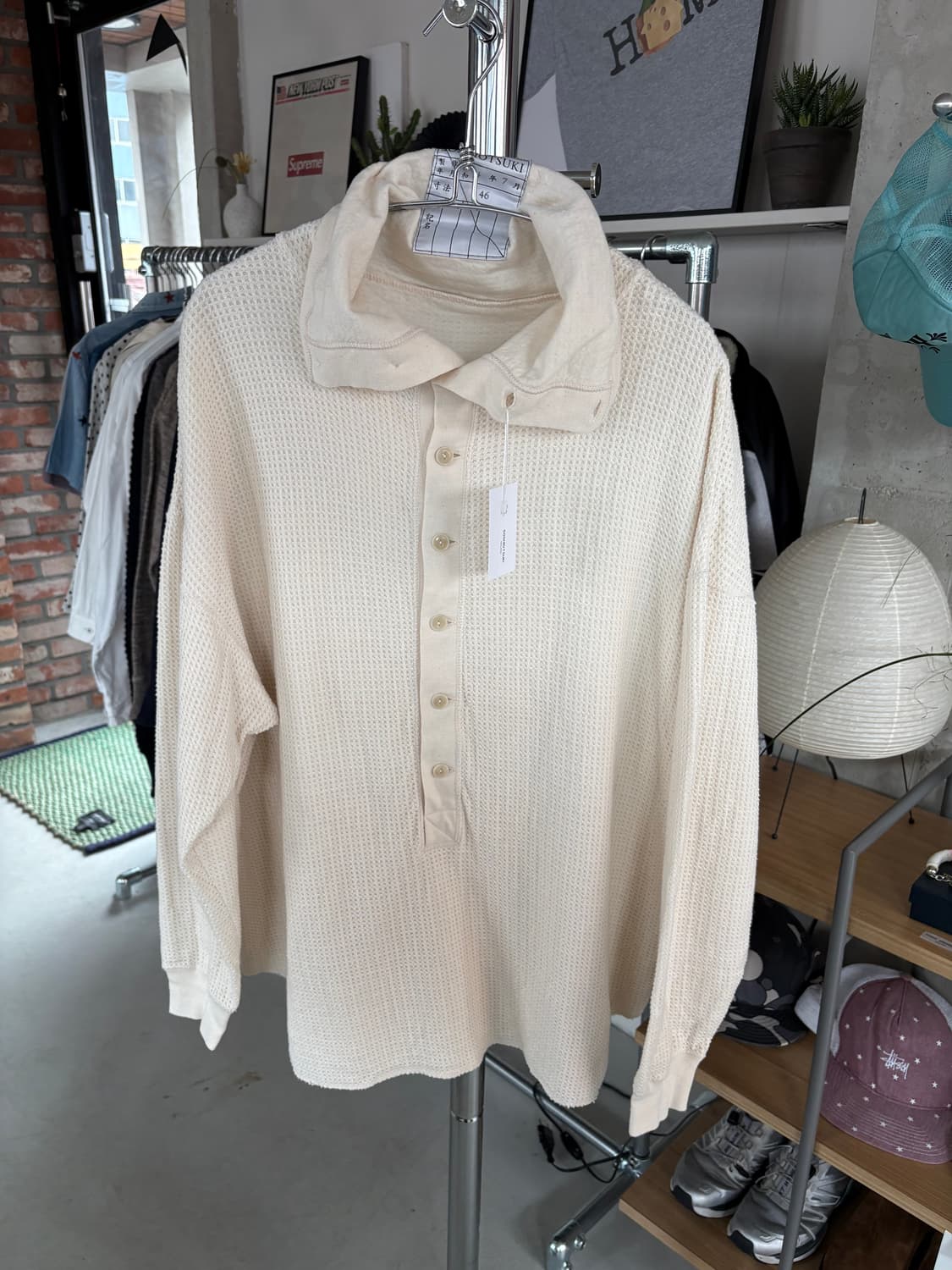 Soshiotsuki 소시오츠키 와플 헨리넥 니트 슬리브 상품이미지2