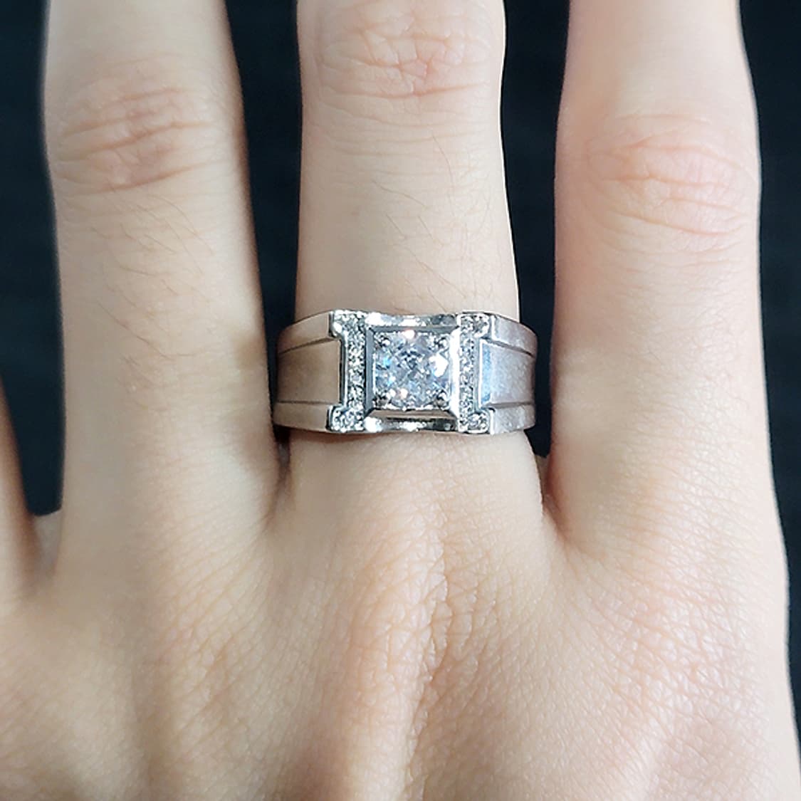 Graxium 실버 빅사이즈 모이사나이트 남자 빈티지 선물 소품 반지 상품이미지7