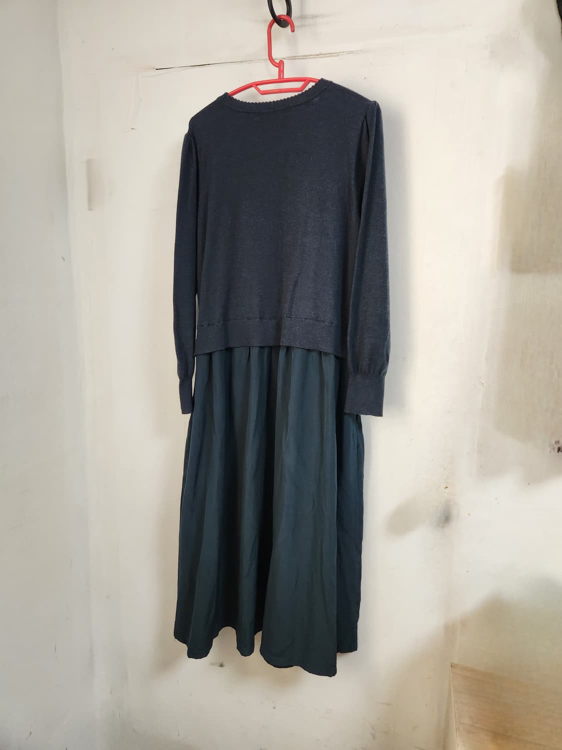 BREAL 청록색 니트배색 롱 원피스88(77~88) 상품이미지2