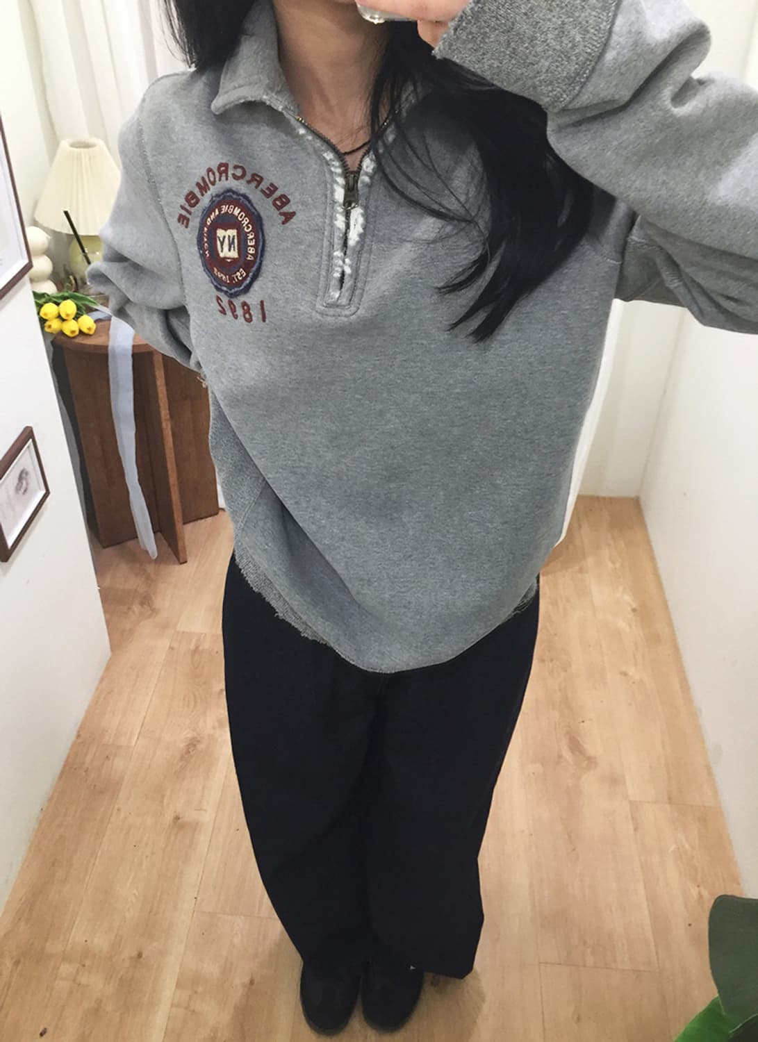 여성 아베크롬비 카라 반집업 맨투맨 100 상품이미지3