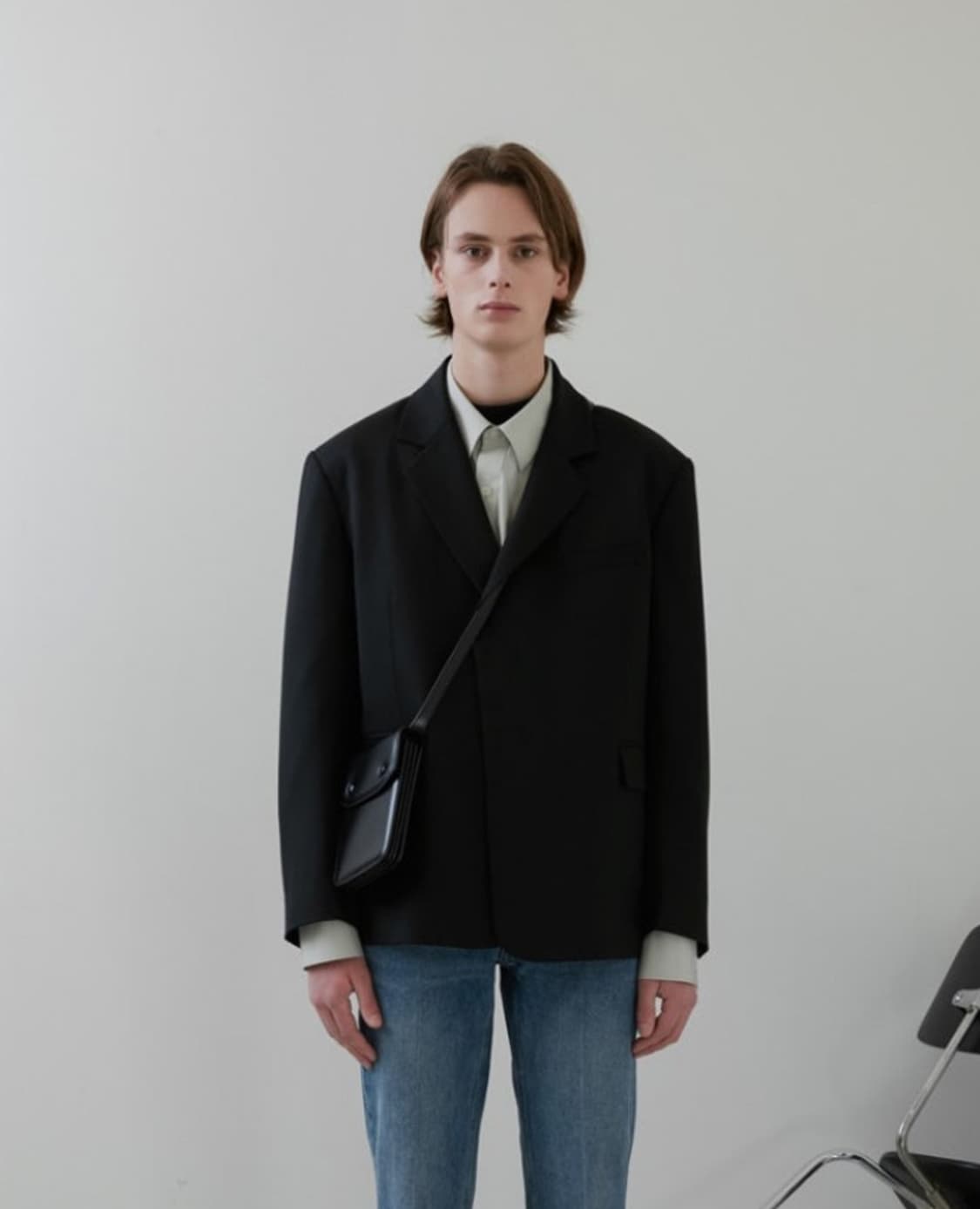 던스트 히든 버튼 울 블레이저 블랙 상품이미지1