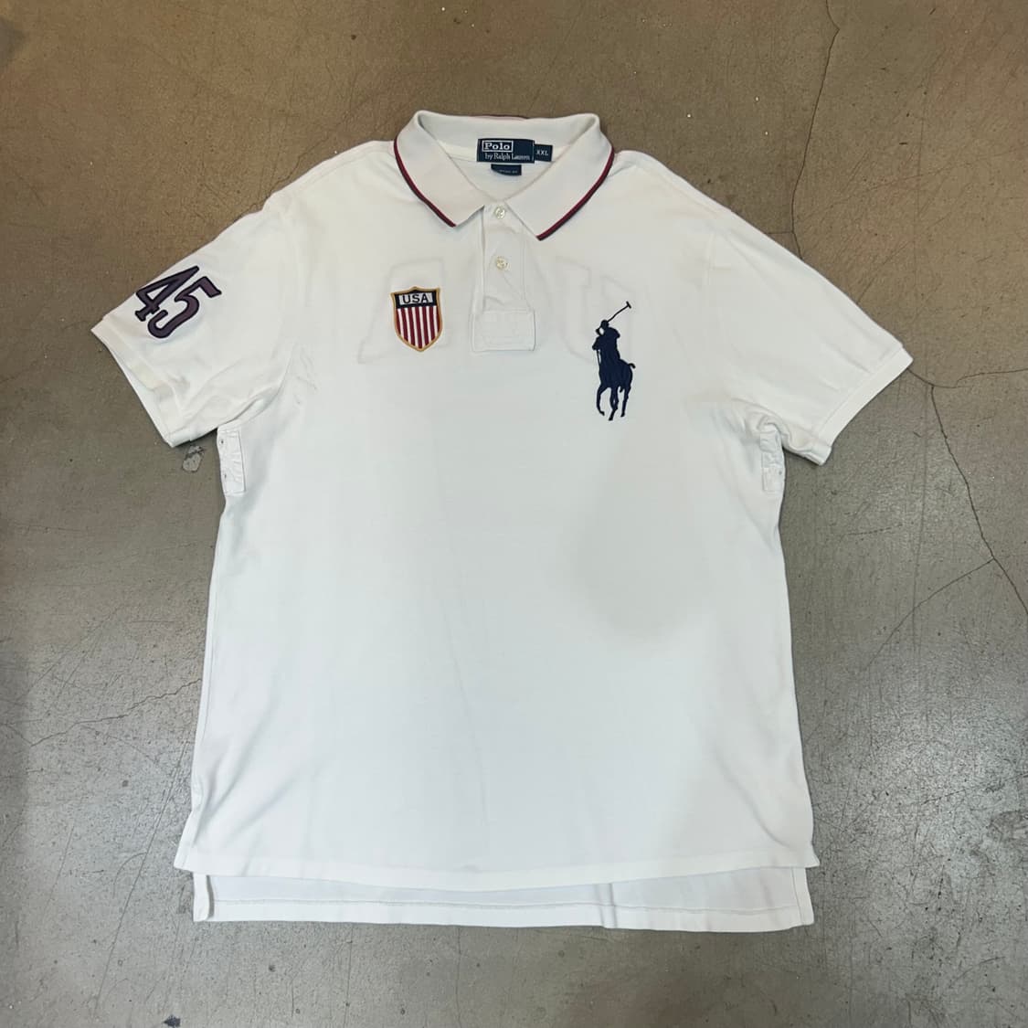 XXL 폴로랄프로렌 USA 빅포니 화이트 카라 반팔티 상품이미지2