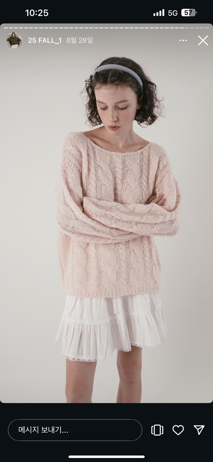 위드아웃썸머 cinnamon cable knit_pink 상품이미지2