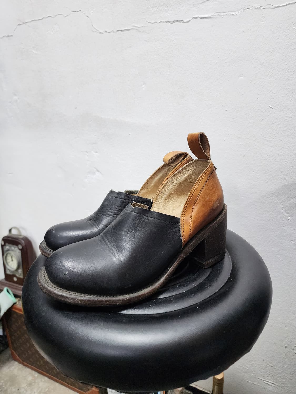 Gee Wawa 빈티지 리얼레더 통굽 구두 상품이미지1