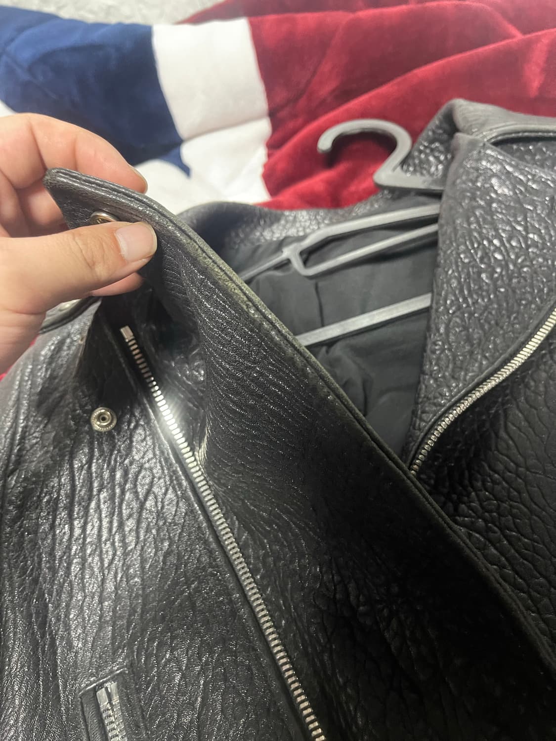 더블집업 소가죽 라이더 자켓  상품이미지6