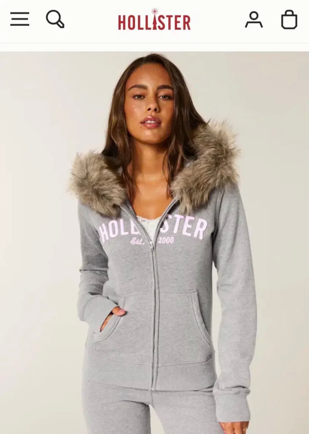 새상품] 홀리스터 그래픽 그레이 퍼 후드집업 상품이미지1