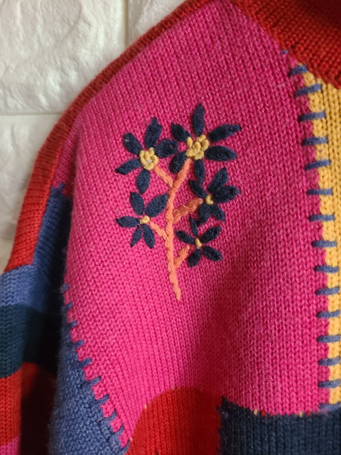 기비 꽃자수 니트 스웨터(55-66) 상품이미지4