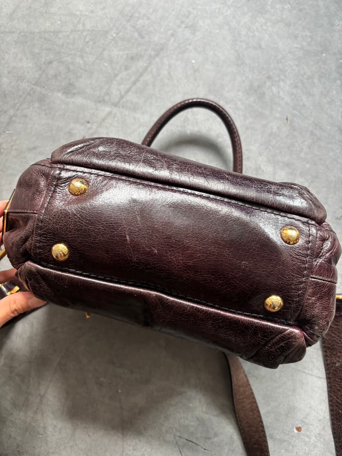 PRADA 프라다 다크 브라운 비텔로 샤인 카메라 2WAY 백 상품이미지7