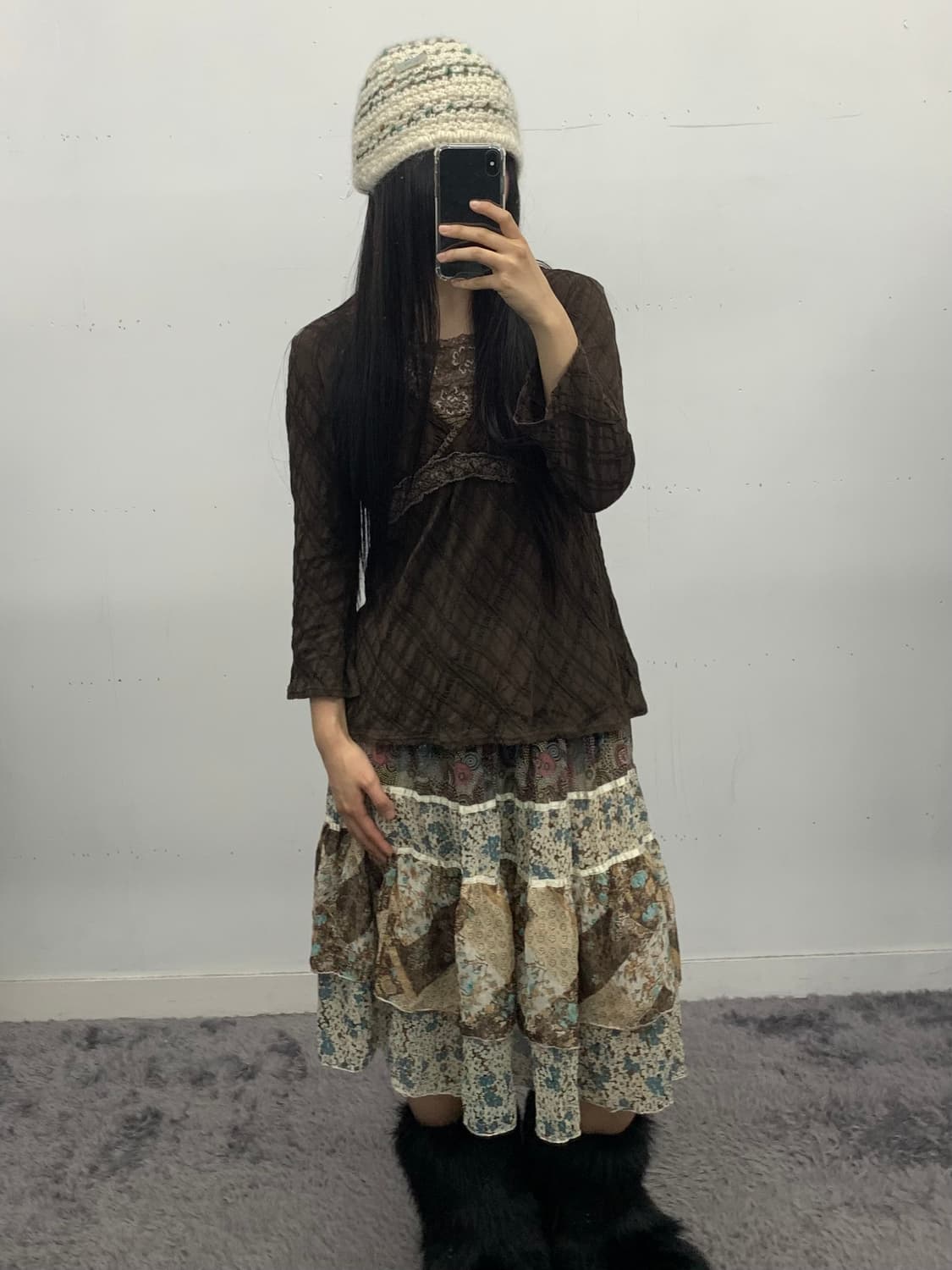 모리 플라워 레이어 미디 스커트 상품이미지2