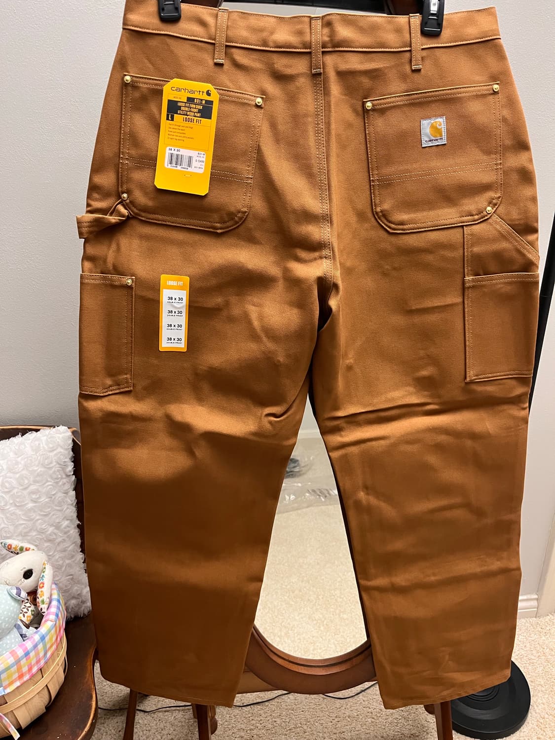 [새상품/택포함] 칼하트 B01 루즈핏 펌 덕 더블니 워크 팬츠 브라운 상품이미지3