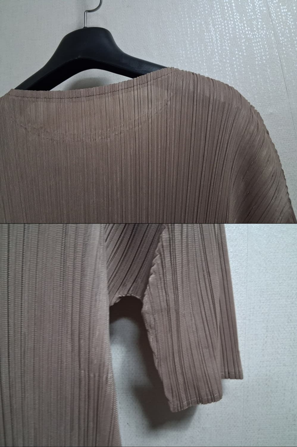 갈색톤 진베이지칼라 여성 플리츠 주름 롱원피스 반팔캡소매 77까지 상품이미지7