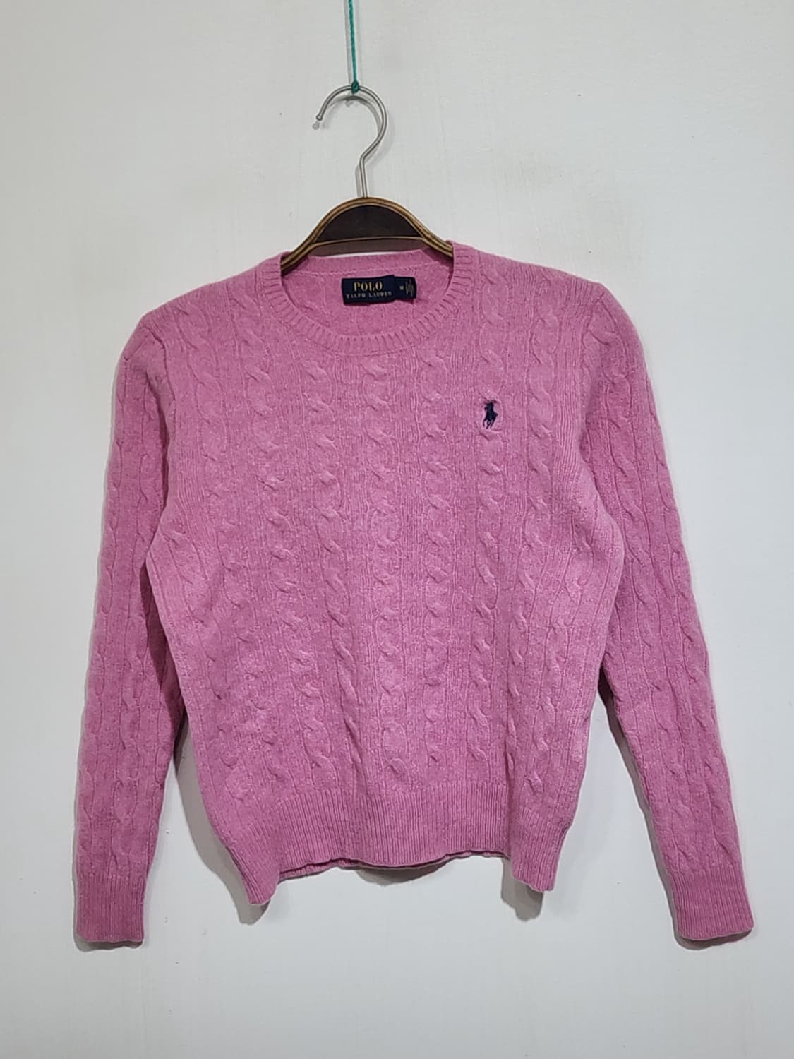 (S) 랄프로렌 폴로 꽈배기 니트 핑크 울 캐시미어 케이블 스웨터  상품이미지1