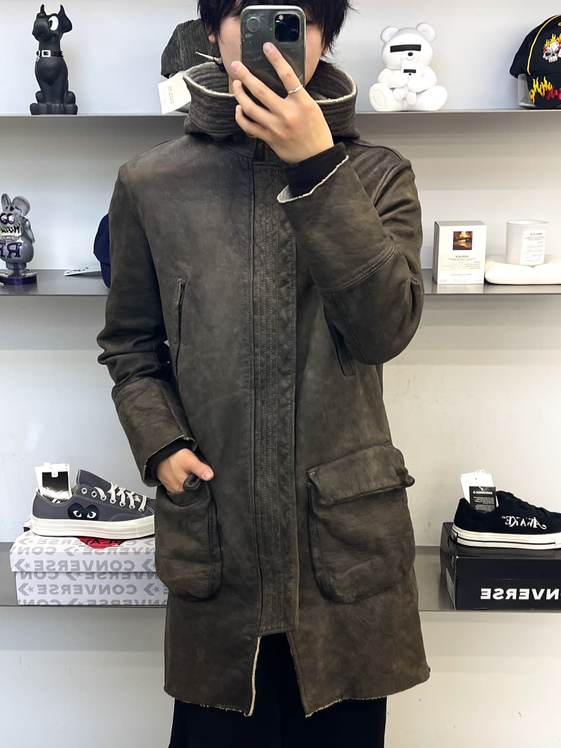 살바토레 산토로 이태리 베라 펠레 레더 후드 파카 상품이미지2