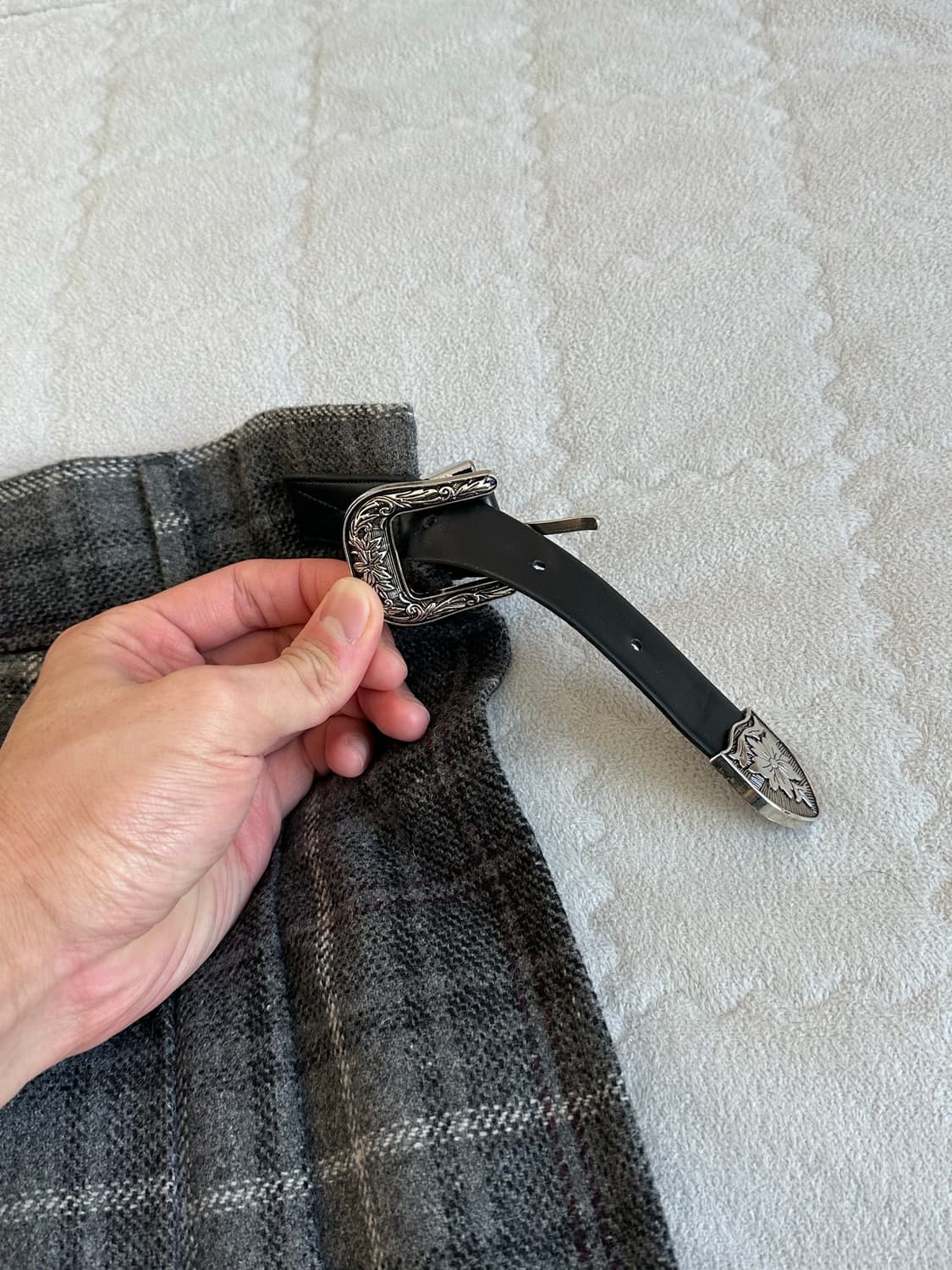 레씨토 그레이 체크 스커트 상품이미지2