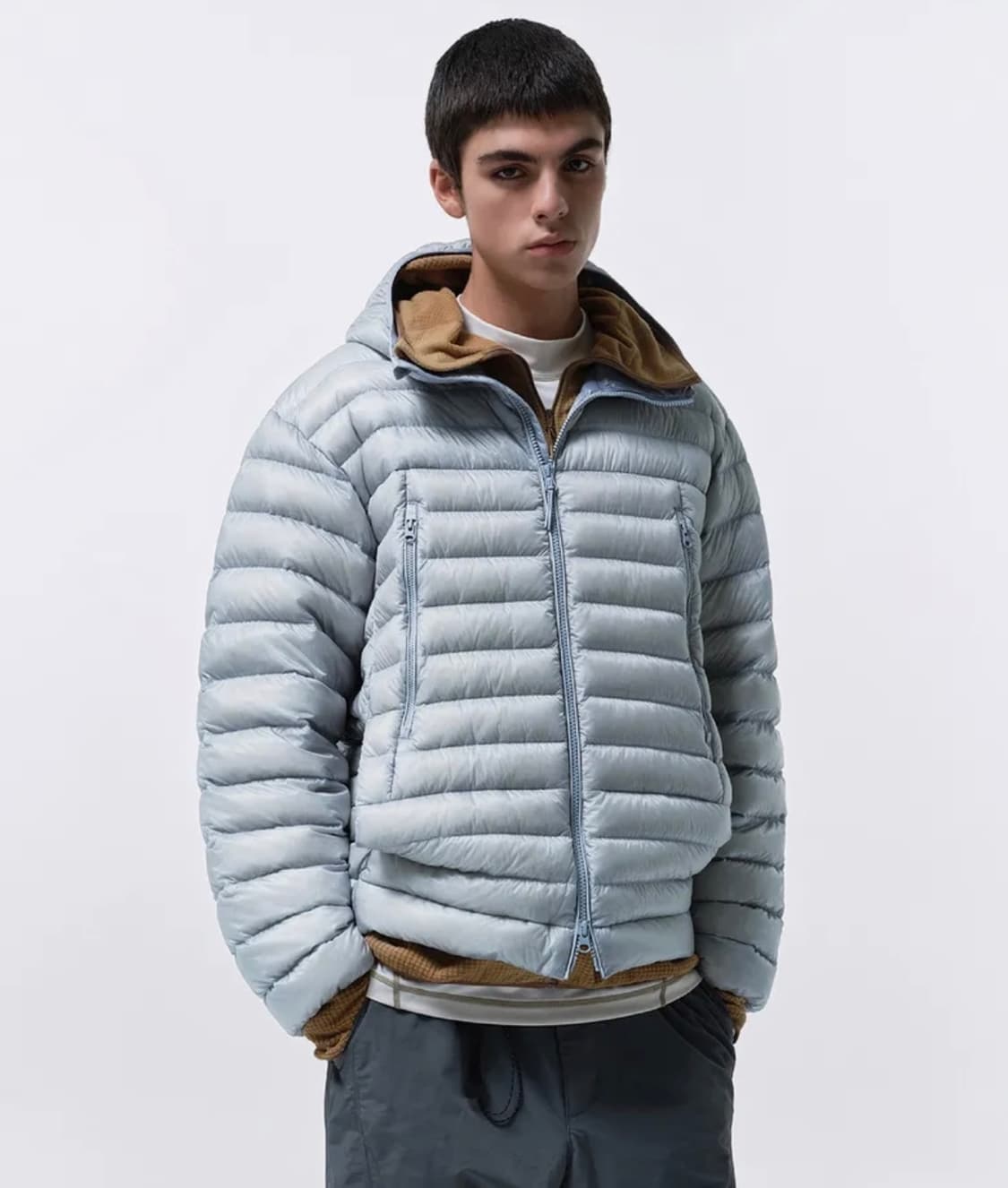 무신사 시티 레저 시어 립스탑 후디드 라이트 다운 재킷 [클라우디 블루] 상품이미지1
