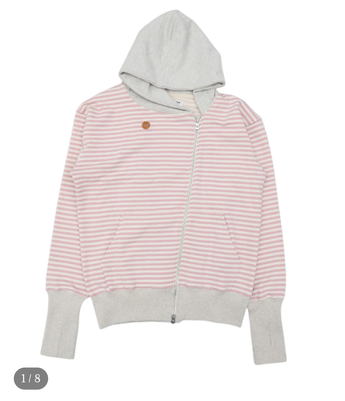 더뮤지엄비지터 핑크 스트라이프 후드집업 상품이미지1